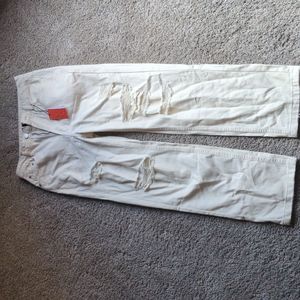 Wide leg ripped jeans